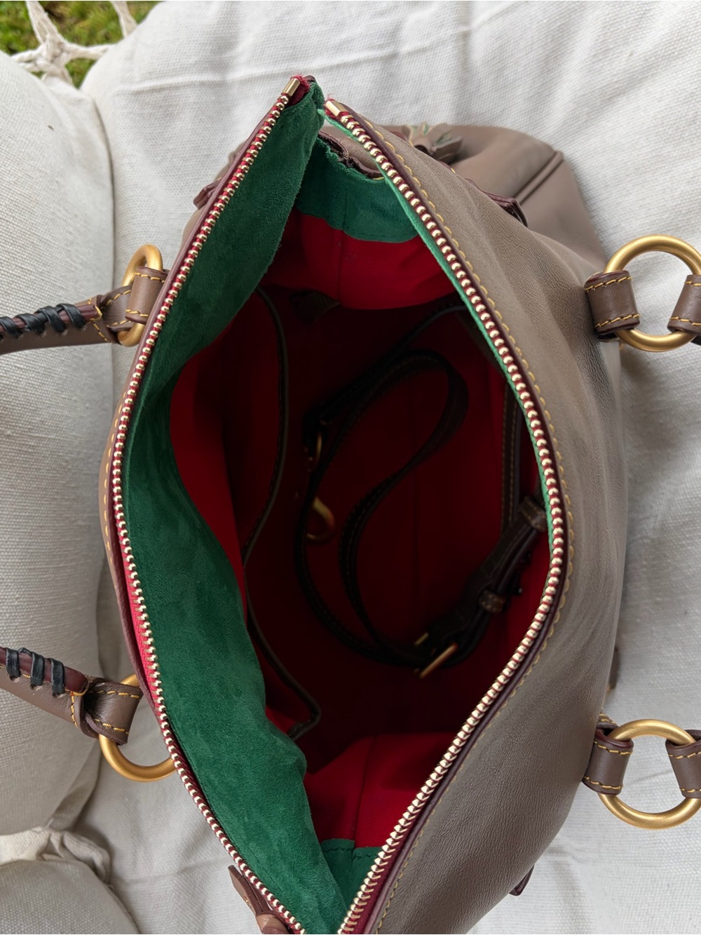 Dooney & Bourke Chocolate Brown Leather Shoulder Bag with Gold Hardware - Picture 4 of 6